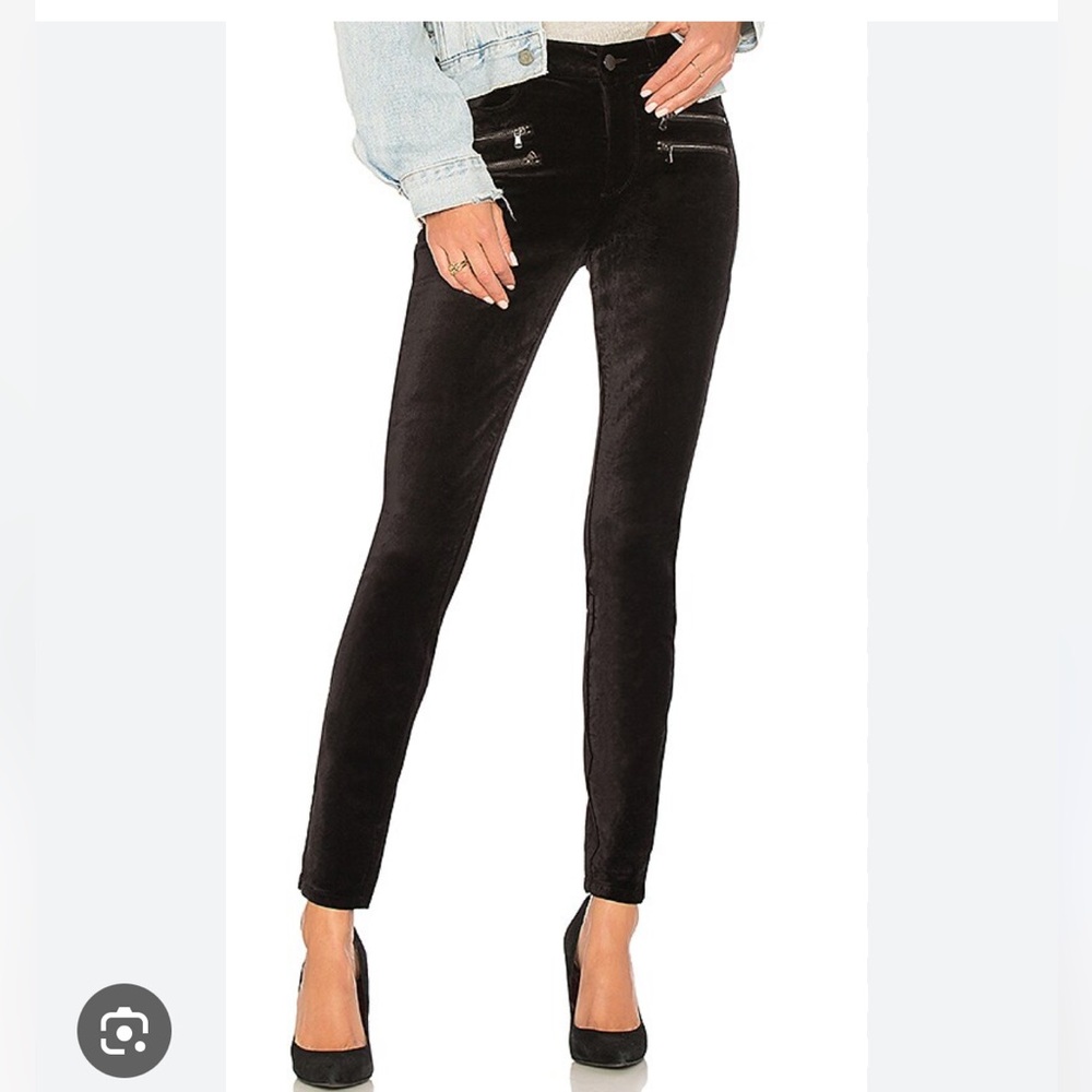 PAIGE High Rise Edgemont Black Velvet Skinny Pants Sz 24